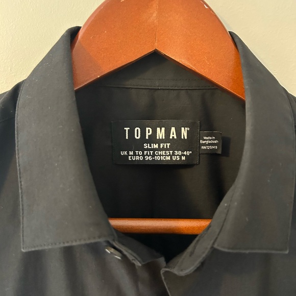 Topman Slim Fit Black Dress Shirt Size Medium - Picture 3 of 6